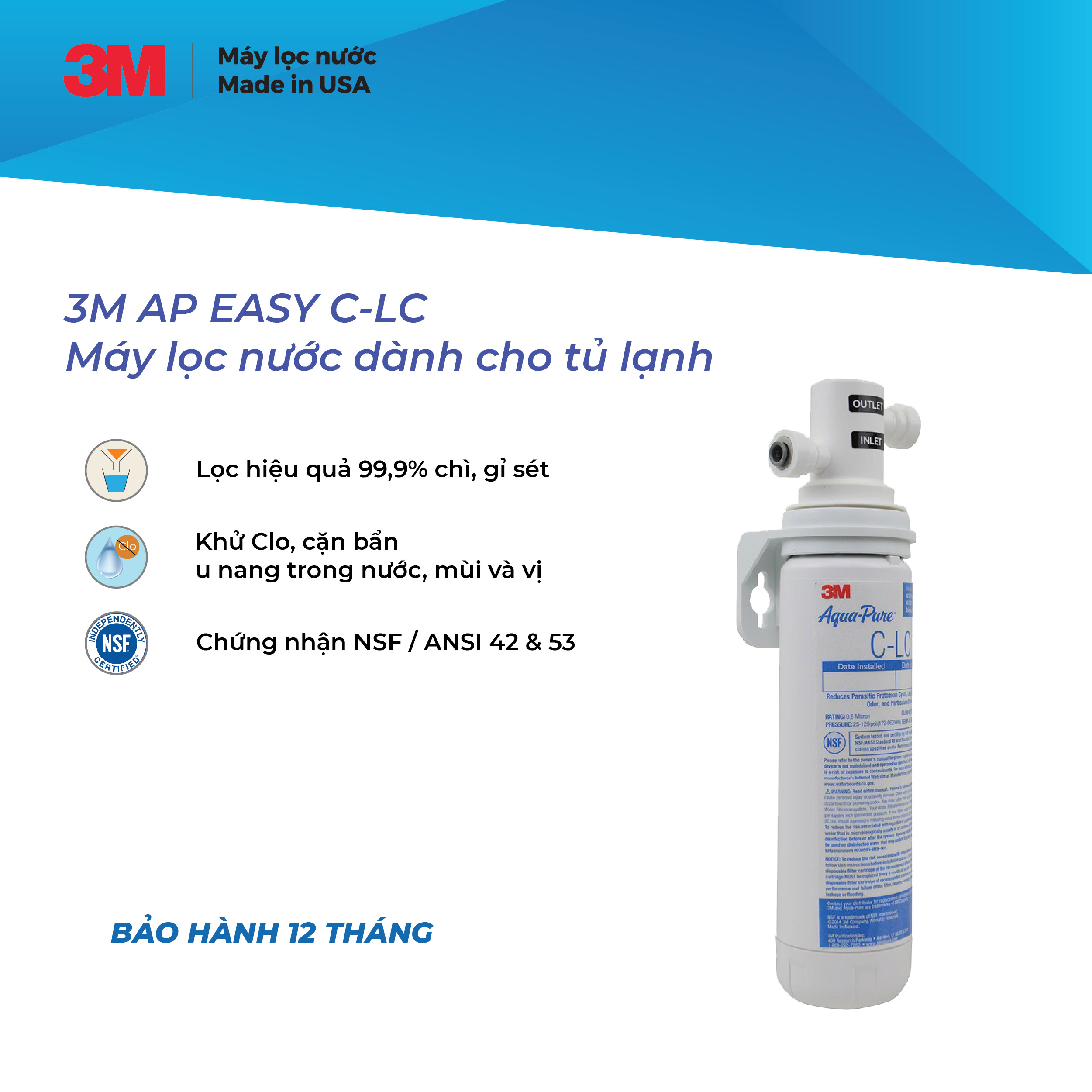 Máy lọc nước dành cho tủ lạnh 3M AP EASY C-LC